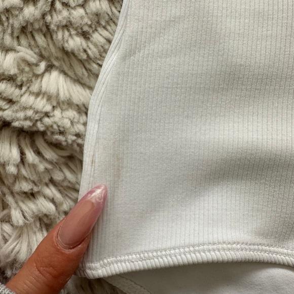 Abercrombie & Fitch One Shoulder Double Strap Thong Body Suit in White Sz Small - Picture 9 of 10